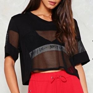 Nasty Gal Black Mesh Cropped Tee
